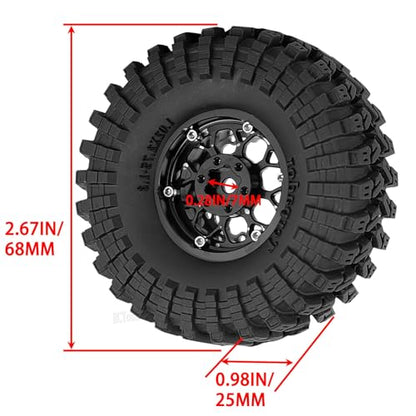 RC 1.3 Beadlock Wheel Tires Set (4PCS) for 1/24 SCX24 1/18 TRX4M RC Crawler Car,Aluminum 1.3 Beadlock Wheels and Tires,Wheel Rim & Wheels Tire,Colorful - color: Colorful- (Rc Wheels Tires)