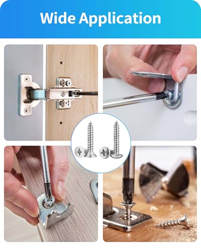 580Pcs 304 Stainless Steel Wood Screw Assortment Kit, M3/M4/M5/M6 Phillips Pan Head & Flat Head Sheet Metal Screws Self Tapping Screws Set,16 Sizes Assorted Screw (Silver 580PCS)