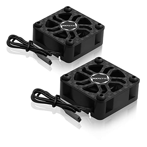 2 Pack RC Cooling Fans Surpass Hobby 30mm 27000RPM RC Motor Fan with Cover | Replacement Fans (Without Motor Heatsink) for 1/8 1/10 RC Car Truck Buggy Truggy - color: 2 Pack Black Fans Only