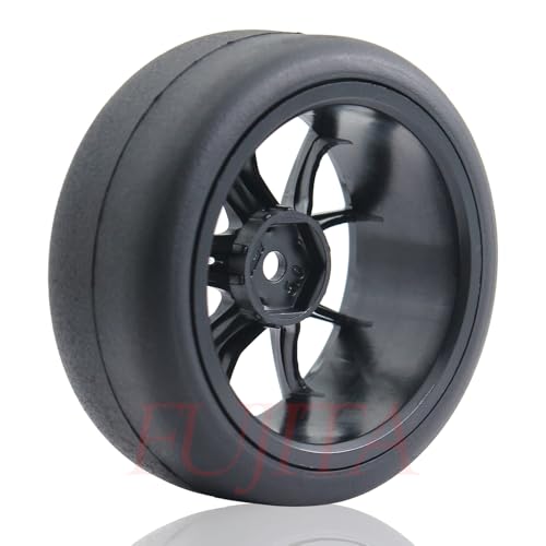 fujita 1/10 RC Drift Tires and Hard Plastic Wheels Rims Rally Racing Tyres for Tamiya XV01 XV02 TT02 PTG HSP RGT Kyosho FAZER MK2 Lc Racing HPI /12mm hex (Black) - color: Black