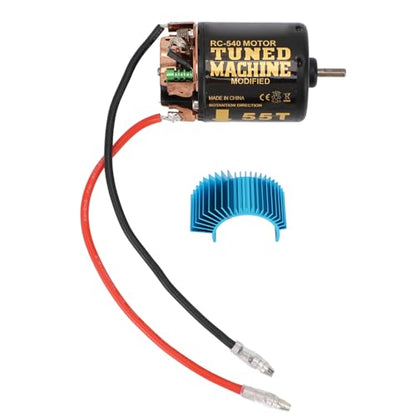 RC Car Brushed Motor 1/10 RC Crawler Car 540 Brushed Motor with Blue Heatsink for Axial Scx10 (55T) - size: 55T