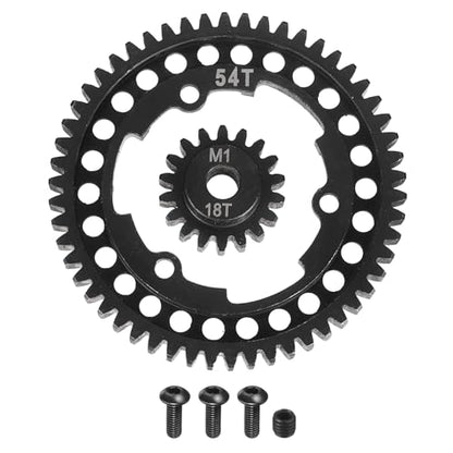 MECCANIXITY M1 Hardened Steel Spur Gear, 54T/18T 5mm Shaft Hardened Steel Upgrades Main Spur Gear for Brushless Brush Motor Model Car (Pack of 2, Black) - size: 54T/18T