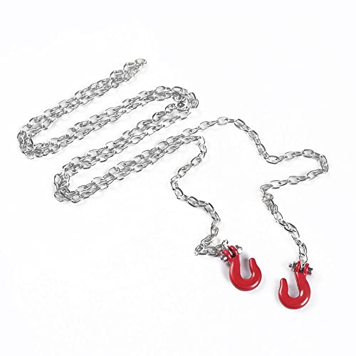 HomeSoGood 1Sets RC Trailer Rescue Hook Parts Trailer Hitch Sleeve Wire Chain Hook Metal Chain Hook Decorative Parts(red)