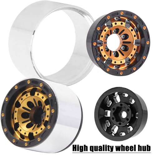 1.0 RC Wheels RC Truck Tires for 1/18 1/24 TRX4M,SCX24,FCX24 RC Crawler,Alloy 1.0‘’ Beadlock RC Truck Tires RC Wheels (4pcs Gold) - color: C-gold