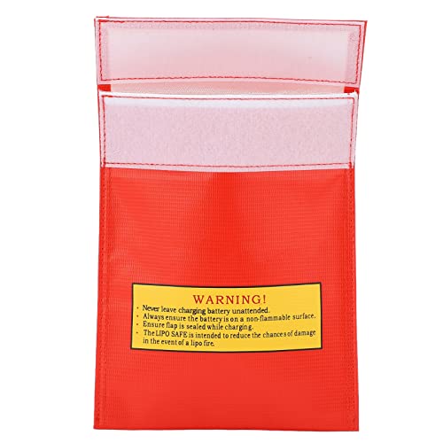 Alomejor RC Lipo Battery Bag Fire Storage for Charging Compatible with Various Aircraft Batteries 18x23cm (Red) - size: Red