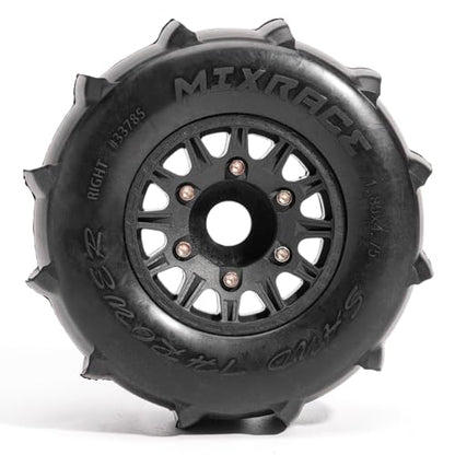 Pre-Glued Sand & Snow Paddle Wheel & Tire Set for 1/10 RC Truck Fits Slash, Arrma Fury/Senton, Tekno SCT410, HSP 94155, 117 x 45.5 mm, 12/14/17 mm Hex, 4 pcs, Black - color: Black
