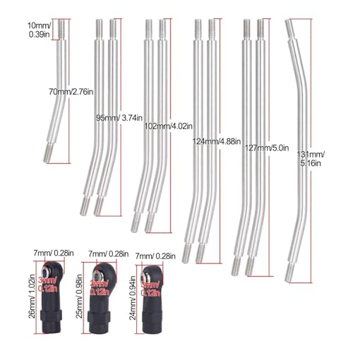 RC Models Parts For Axial For SCX10 II 90046 1/10 10Pcs Stainless Steel Links Rod Set With Ball End 313/324mm Wheelbase RC Crawler Car Upgrade Parts(313mm) - size: 313mm