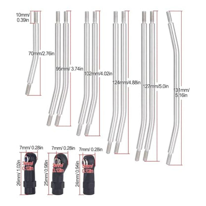 RC Models Parts For Axial For SCX10 II 90046 1/10 10Pcs Stainless Steel Links Rod Set With Ball End 313/324mm Wheelbase RC Crawler Car Upgrade Parts(313mm) - size: 313mm