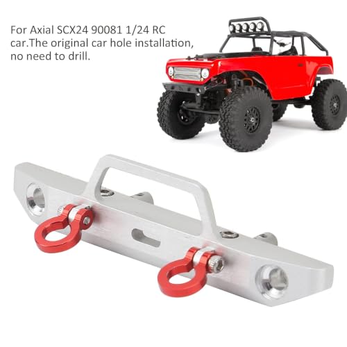 1/24 RC Car Front Bumper, Aluminum Alloy Metal Bumper Upgrade Parts Accessories with 2 Screw for SCX24 90081 RC Crawler Car (Silver) - color: Silver