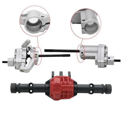 1/10 RC Crawler Aluminum Portal Front and Rear Axle Set for Axial SCX10 II 90046 90047 AR44 – CNC Alloy Axles with Steering Link Upgrade Parts for SCX10 Trucks (Silver Rear Axle) - color: Silver Rear Axle