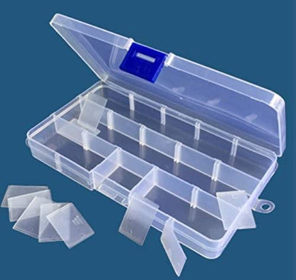 Yansanido 4 Pcs 15 Grids Clear 6.85 Inch X 3.85 Inch Adjustable Small Removable Clear Plastic Jewelry Organizer Divider Storage Box Jewelry Earring Tool Containers - color: Clear