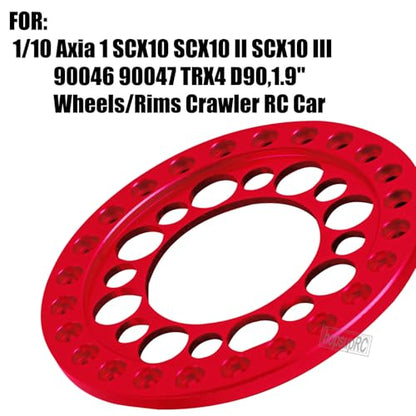 RC 1.9inch Aluminum Beadlock Wheel Rim Replacement Ring Upgrades Part for 1/10 SCX10 SCX10 II SCX10 III 90046 90047 TRX4 D90,1.9" Wheels/Rims Crawler RC Car.Red(4PCS) - color: Red(4pcs)