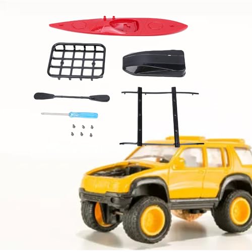 Drfeify RC Crawler Roof Rack Set, RC Crawler Truck Upgrade Accessories with Canoe and Box for Adventure Style Decoration