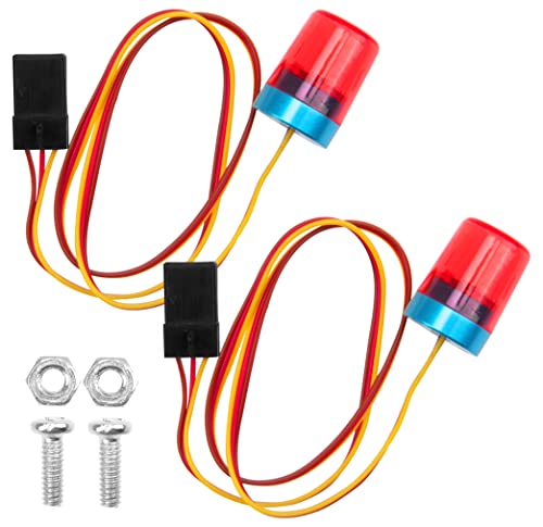 2Pcs Vgoohobby Multi-Function RC LED Flash Lights Alarm Lamp Flashing Rotating Beacon Light Compatible with 1/10 TRX4 SCX10 RC Crawler Car 1/14 Tamiya Tractor RC Truck (Red) - color: Red