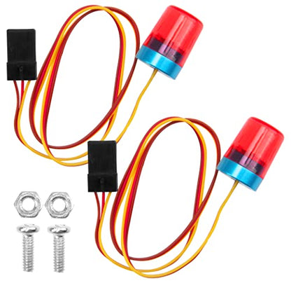 2Pcs Vgoohobby Multi-Function RC LED Flash Lights Alarm Lamp Flashing Rotating Beacon Light Compatible with 1/10 TRX4 SCX10 RC Crawler Car 1/14 Tamiya Tractor RC Truck (Red) - color: Red