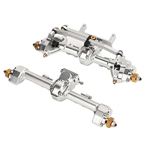 RiToEasysports SCX24 Portal Axle Upgrade Kit, CNC Machined Aluminum Alloy Front Rear Axle Assembly with Hardened Steel Gears for Axial 1/24 RC Crawler Car (Silver) - color: Silver