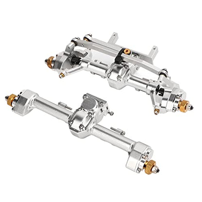 RiToEasysports SCX24 Portal Axle Upgrade Kit, CNC Machined Aluminum Alloy Front Rear Axle Assembly with Hardened Steel Gears for Axial 1/24 RC Crawler Car (Silver) - color: Silver