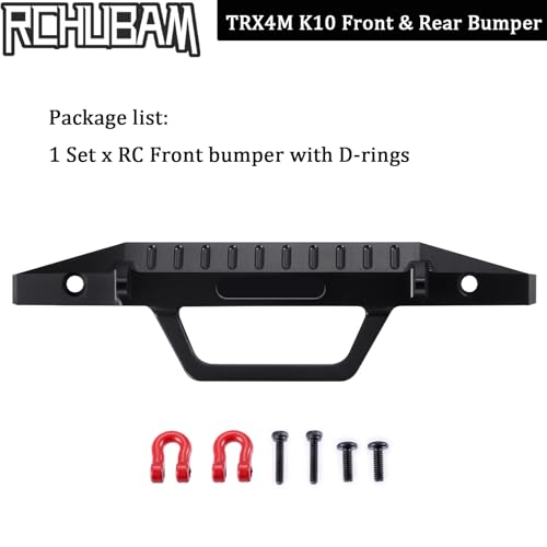 RCHUBAM Front Bumper with Trailer Hitch Hooks for 1/18 TRX4M K10 | Aluminum Alloy RC Upgrade Parts - style: Front Bumper