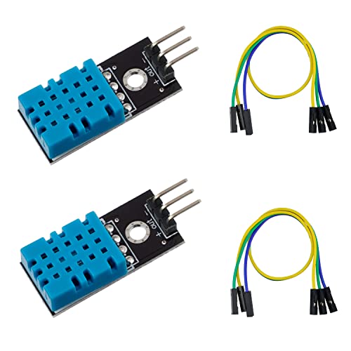 BOJACK DHT11 Temperature Humidity Sensor Module Digital Temperature Humidity Sensor 3.3V-5V with Wires for Arduino Raspberry Pi 2 3 (Pack of 2) - size: DHT11