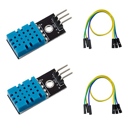 BOJACK DHT11 Temperature Humidity Sensor Module Digital Temperature Humidity Sensor 3.3V-5V with Wires for Arduino Raspberry Pi 2 3 (Pack of 2) - size: DHT11