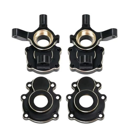 RC Steering Knuckle Block for FMS FCX10 1/10 Steering Knuckle Outer Inner Portal Housing Differential Axle Cover RC Crawler for Racing Car Upgrade Parts(Front Set) - size: Front Set