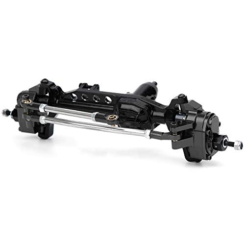 Remote Control Car Metal Front Portal Axle Assembly for 1/10 SCX10 III RC Crawler (Black) - color: Black