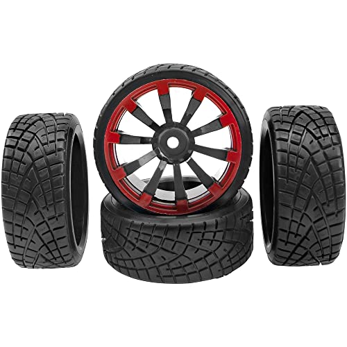 1/10 RC Drift Tire Hard Plastic Tires & 12mm Hex Hub Wheel Rims Compatible with Traxxas HSP Tamiya Kyosho Himoto HPI Redcat MST 1/10 On-Road RC Drift Drifting Car (Style2)