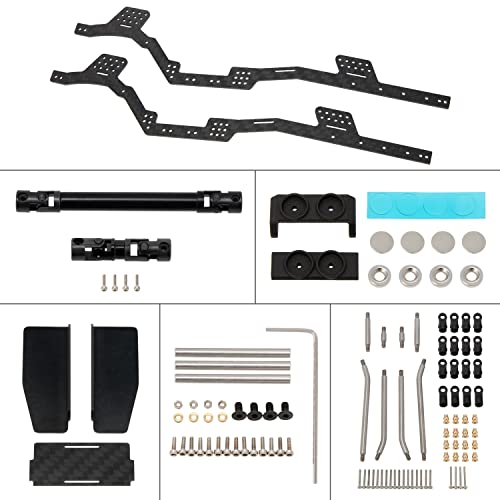 MEUS RACING SCX24 LCG Chassis Frame Kit Carbon Fiber 132mm Wheelbase for Axial SCX24 Wrangler/Deadbolt/Bronco/C10