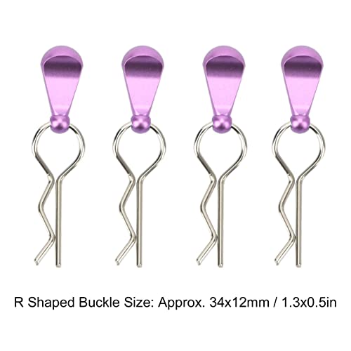 Alomejor 1/10 Body Clips Pull Tabs, RC Car Body Clips Pull Tabs Easy Installation High Strength Metal for 1/8 Remote Control Car (Purple)