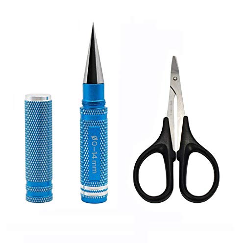 ShareGoo Universal 0-14mm RC Reamer Hole Puncher with Sleeve & Curved Scissors Tool Drills Set for RC Body Shell RC Car Truck Tank Drone (Blue)