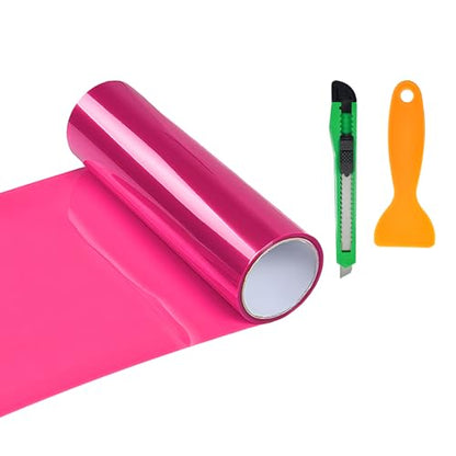 Car Headlight Vinyl Film, 48"×11.8" Self-Adhesive Car Headlight Tint Sticker with Squeegee & Cutter, Waterproof Wrap Film Roll for Vehicle Headlights Taillights Fog Lights (Pink) - color: Pink