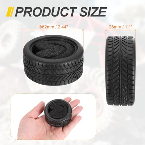 MECCANIXITY 2 Pcs RC 1/10 on Road Car Tire, Rubber Super Soft Tyre Racing Drift Tires with Foam Insert for RC 1:10 HPS TT01 Touring Drift Car Wheel Rim Upgrades Checkered Pattern