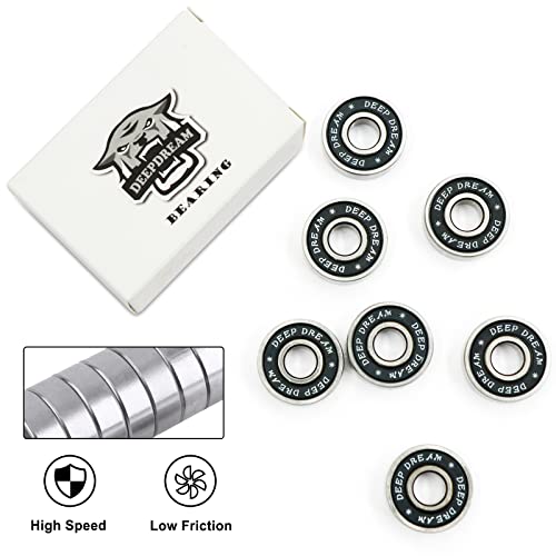 Premium 20Pcs 608rs Bearings Skateboard Bearings Longboard Bearings (8x22x7mm) for Skate Double Rubber Sealed Deep Groove - size: 608-2rs-black