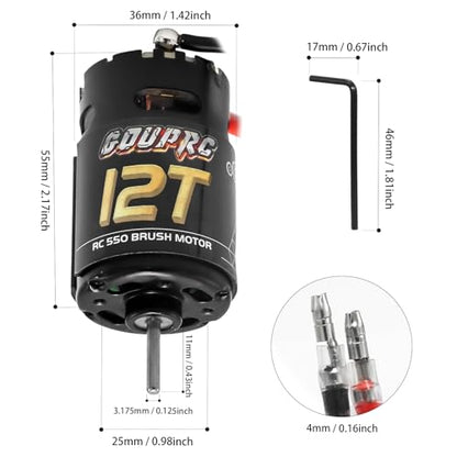 GOUPRC 550 12T Brushed Motor for Traxxas 1:10 RC Crawler Axial SCX10 TRX4 TRX6 AXI03007 HSP HPI Wltoys RC Car RC Boat
