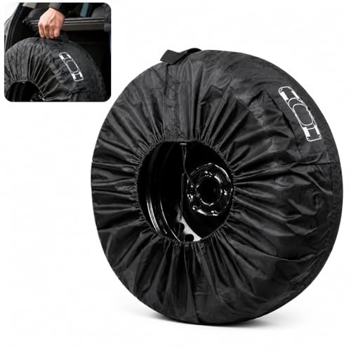 Car Tire Cover, 31" Diameter Spare Car Tire Protector Storage Bag, Dustproof Heavy Duty Spare Tire Holder for 19-23 inch Wheels, Durable Car Tire Storage, Universal for Most Cars (Black)