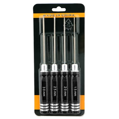 4 Pieces Hex Screw Driver Set 1.5mm 2.0mm 2.5mm 3.0mm Allen Wrench Keys Screwdriver Kit RC Repair Tools for Traxxas RC Car Drone Multi-Axis Helicopter Arrma Axial Losi Redcat Racing (Black) - color: Black
