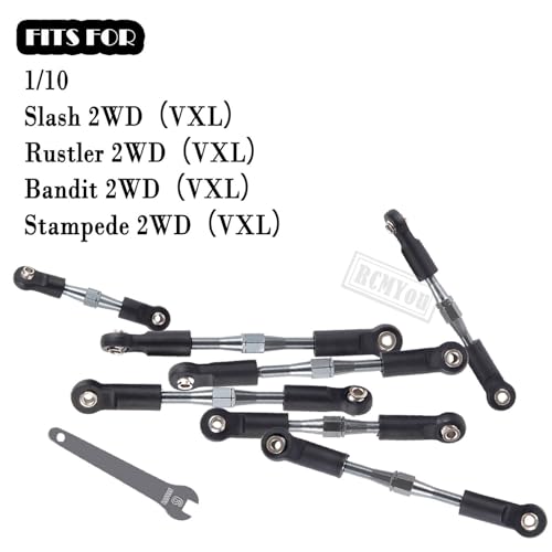 Aluminum Turnbuckles Camber Links Upgrades Part for 1/10 Slash 2WD/Stampede 2WD/Rustler 2WD/Bandit 2WD, Alloy Turnbuckles Camber Links Hops Up,Titanium - color: Titanium for Rustler 2wd