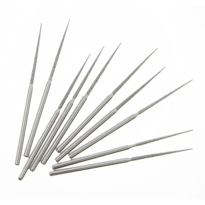 SE 10-Piece Diamond-Coated Tapered Bead Reamer Set - 2-¾ Inch Length, ⅛-Inch Shank, Compatible with Rotary Tools - Ideal for Jewelry Making, Crafts, and More - DF83611