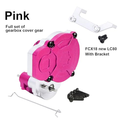 Metal Transmission Gearbox with Bracket for FMS FCX24 1/24 Power Wagon FCX18 Land Cruiser LC80 K5 Blazer RC Crawler Upgrade Part (Pink for FCX18) - color: Pink for Fcx18