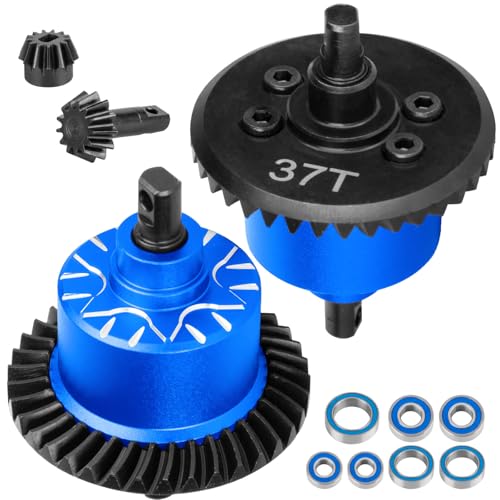Front Rear 37T Differential Gear Upgrades Part for 1/10 Slash 4X4 (VXL)/Rustler 4X4 (VXL)/Stampede 4X4 (VXL)/Jato 4X4 (VXL) 4WD,XO-1,RC Steel #45 Diff Set Hop Ups,Navy Blue - color: Navy Blue - (37t Differential)