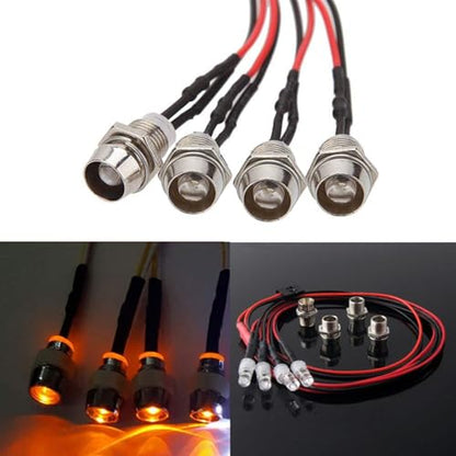 4Led RC Truck Car Led Light Kit,WONFAST LED RC Car Headlights Taillight Set Accessories for 1/10 1/12 1/8 RC Car Truck Tank Crawler for Redcat Axial HSP Tamiya SCX10(Yellow) - color: Yellow