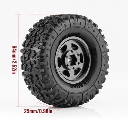 GLOBACT 1.3 Beadlock Wheel Tires -3.75mm for SCX24 AX24 TRX4M 1/18 1/24, BK - color: Black