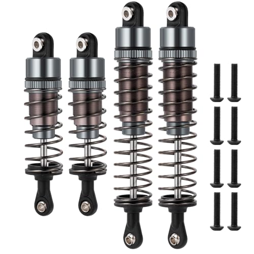 4PCS 1/10 70MM 95MM RC Oil filled Shock Absorbers Kit Front & Rear Shock Absorber Damper Assembled Set Compatible with Tamiya TT-02B DT-02 DT-03 DF-02 1/10 Buggy Car Upgrades Parts (Titanium) - color: Titanium