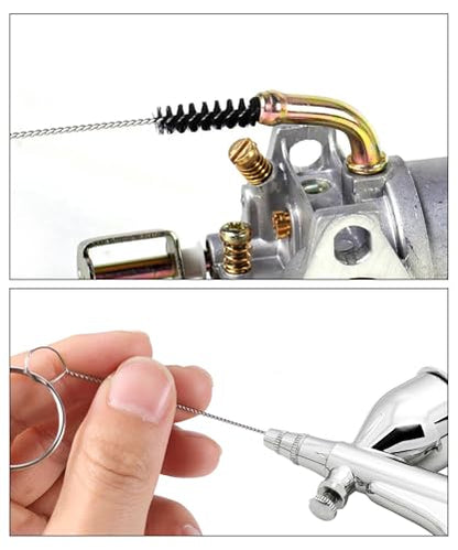 Car Brushes,Carburetor Cleaning Kit,Carb Cleaning Kit with 1 Single Head Brush 23 Needles 5 Nylon Brushes 1 Scraper and 4 Cleaning Hooks,Essential for Maintaining Motorcycles,ATVs,Lawn Mowers