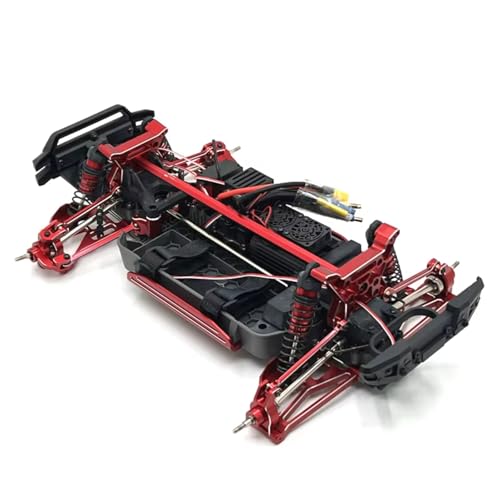 RC Steering Knuckles For MJX 10208 1/10 Metal Front Rear For Swing Arm Steering Cup Hub Carrier Link Rod Shock Tower Set RC Car Upgrade Parts(Red) - color: Red