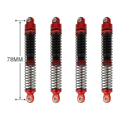 78mm Aluminum Long Threaded Shocks Absorbers Oil Damper for 1/18 RC Crawler TRX4M TRX-4M KUpgrade Parts (Red) - color: 78mm-red