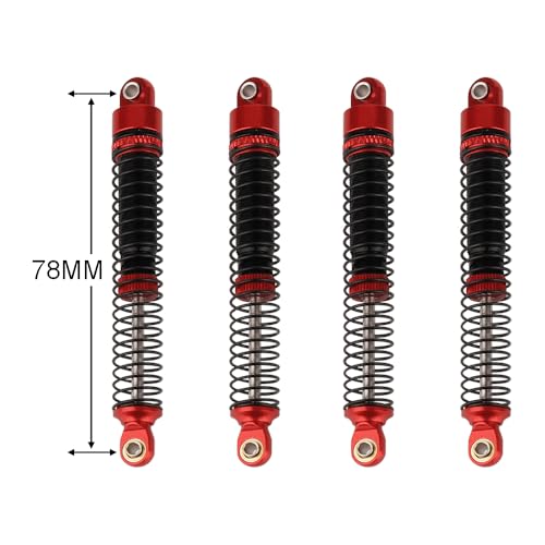 78mm Aluminum Long Threaded Shocks Absorbers Oil Damper for 1/18 RC Crawler TRX4M TRX-4M KUpgrade Parts (Red) - color: 78mm-red