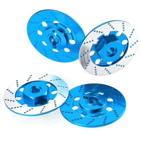 4PCS MORFUM RC Aluminum Alloy Hex Drift Wheels Rim Tires Hub Brake Disc Compatible with Sakura D4 AWD RWD 1/10 RC Drift Crawler Car Upgrade Parts (Blue) - color: Blue