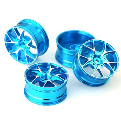 1/10 On Road Drift Wheels Rims Hex 12mm RC Aluminum Alloy Rally Racing Hubs for 1:10 Scale Touring Street Car Tires Tamiya TT01 TT02 HSP 2S 3S Brushless HPI KYOSHO XV02 XV01 4PCS (Blue) - color: Blue