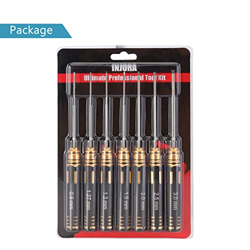 INJORA 7PCS 0.9 1.27 1.3 1.5 2.0 2.5 3.0mm HSS Steel Hex Screwdriver